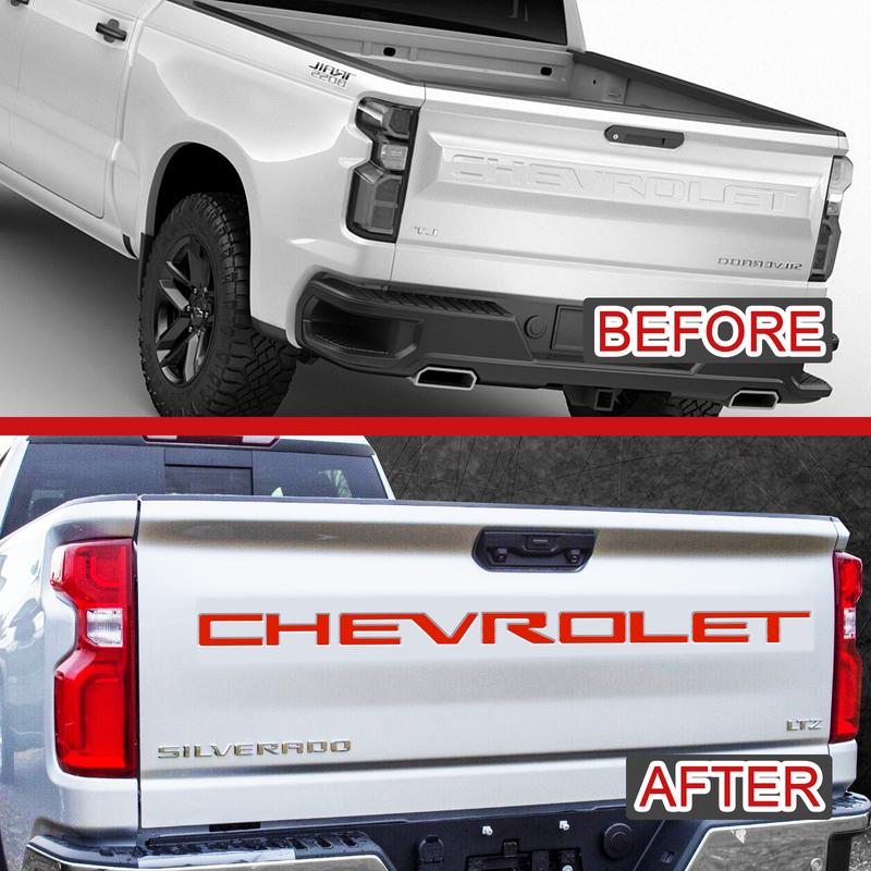 3D tailgate letters decal exterior accessories Compatible with 2019 2020 2021 2022 2023 2024 2025 Chevrolet Silverado 1500 2500Red Models Accessories ABS Plastic Anti Fade Coating Red