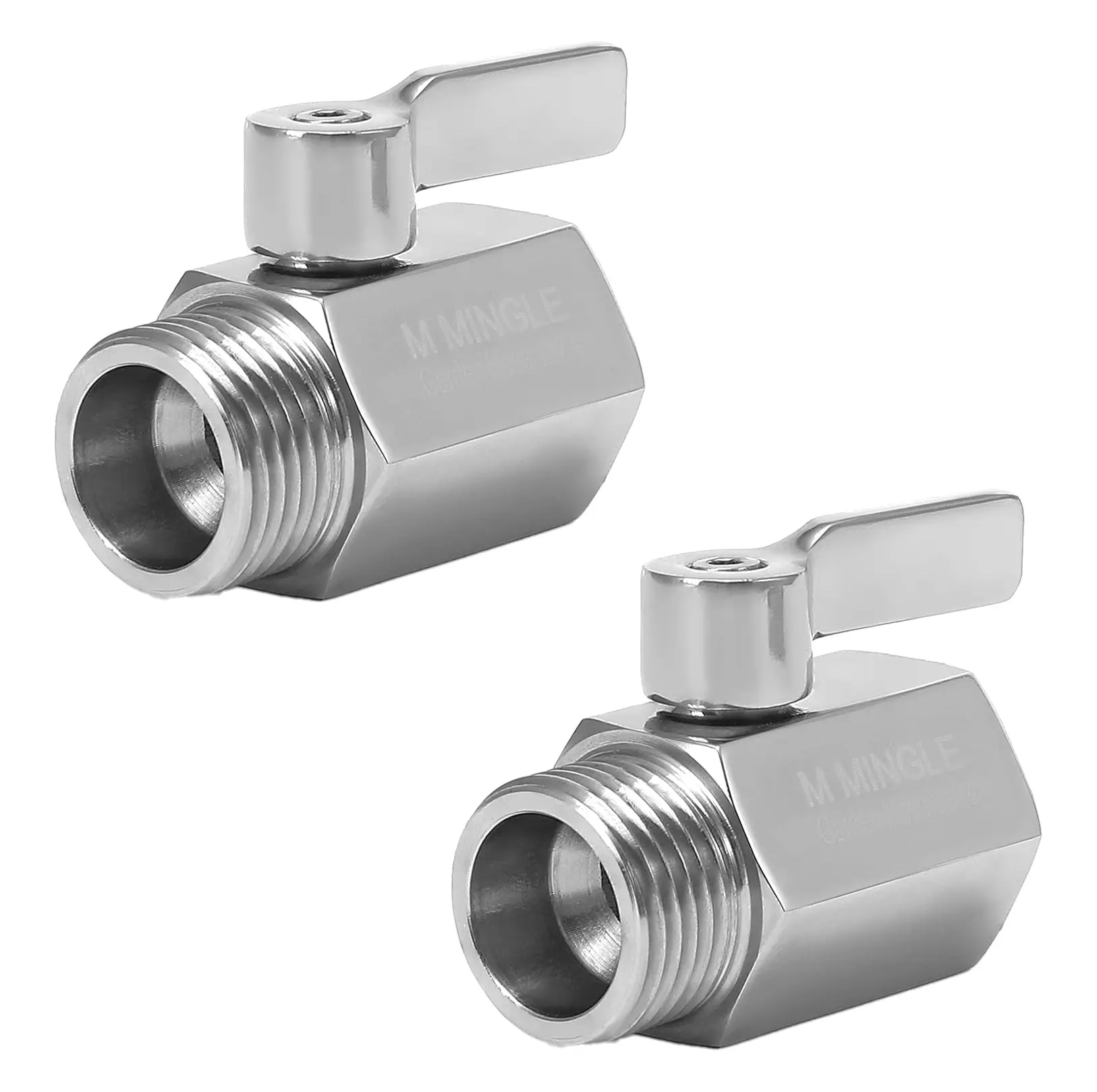 M MINGLE Garden Hose Shut Off Valve, Heavy Duty 304 Stainless Steel, 3/4 Inch, 2-Pack with 2 Hose Washers , Garden Hose Connectors, DealsForYouDays