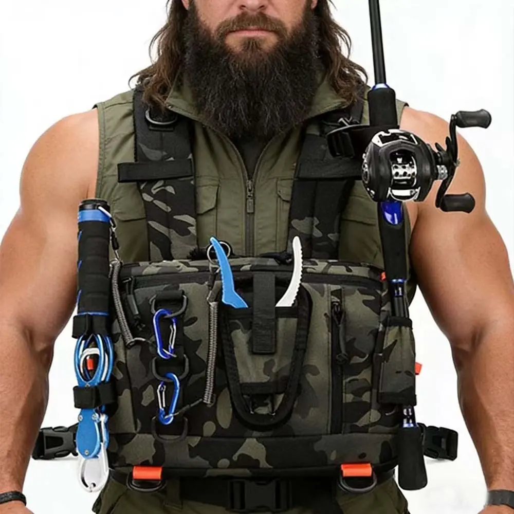 Men's Multifunctional Outdoor Chest Bag, Fishing Lure Fly Fishing Backpack, Versatile Front Hanging Pouch for Hiking and Camping, Fishing Gear, Fishing Gear Accessories, Sport Fishing Accessory, Fishing Equipment