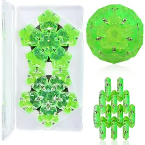 Magnetic Fidget Sphere Magnet Toys - Holographic Glitter Bright Green - Magnets Sensory Toys - 12 Piece Set - Creativity Beyond Imagination, Inspirational, Recreational, Fun Desk Toy for Adults