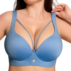 Pinstall Push Up Wireless Bra for Work & Lounge Women Full Coverage Smooth Back Add Two Cup Effect