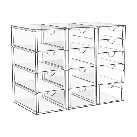 13 Drawer Clear Acrylic Organizer, Storage Organizer for Bathroom Vanity, Makeup, Kitchen Pantry, Countertop and Home Organization