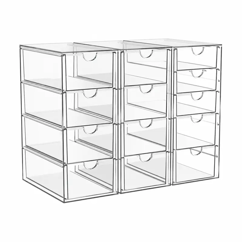 13 Drawer Clear Acrylic Organizer, Storage Organizer for Bathroom Vanity, Makeup, Kitchen Pantry, Countertop and Home Organization