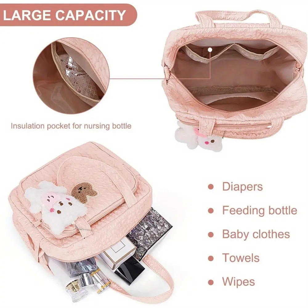 Small Pink Diaper Bag Tote, Mommy Bag Cute Baby Nappy Bag Crossbody Travel  Diaper Tote Multifunction Baby Storage Bag, Diaperbags - TikTok Shop