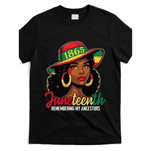 Black Women Juneteenth Remembering My Ancestors Street Trending Style Women'S Tee all-season Comfortable Cotton Round Neck Shorts Same Gender Design And Sleeves Men'S T Shirts Cotton Printed Round Neck T-Shirt