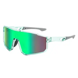 One Piece Oversized Shield Sunglasses - Colorful Purple Mirror Lens Transparent Sport Frame UV400 Windproof, Unisex Anti-Glare Polarized Eyewear for Men Women, Perfect for Cycling Hiking Fishing & Daily Active Looks