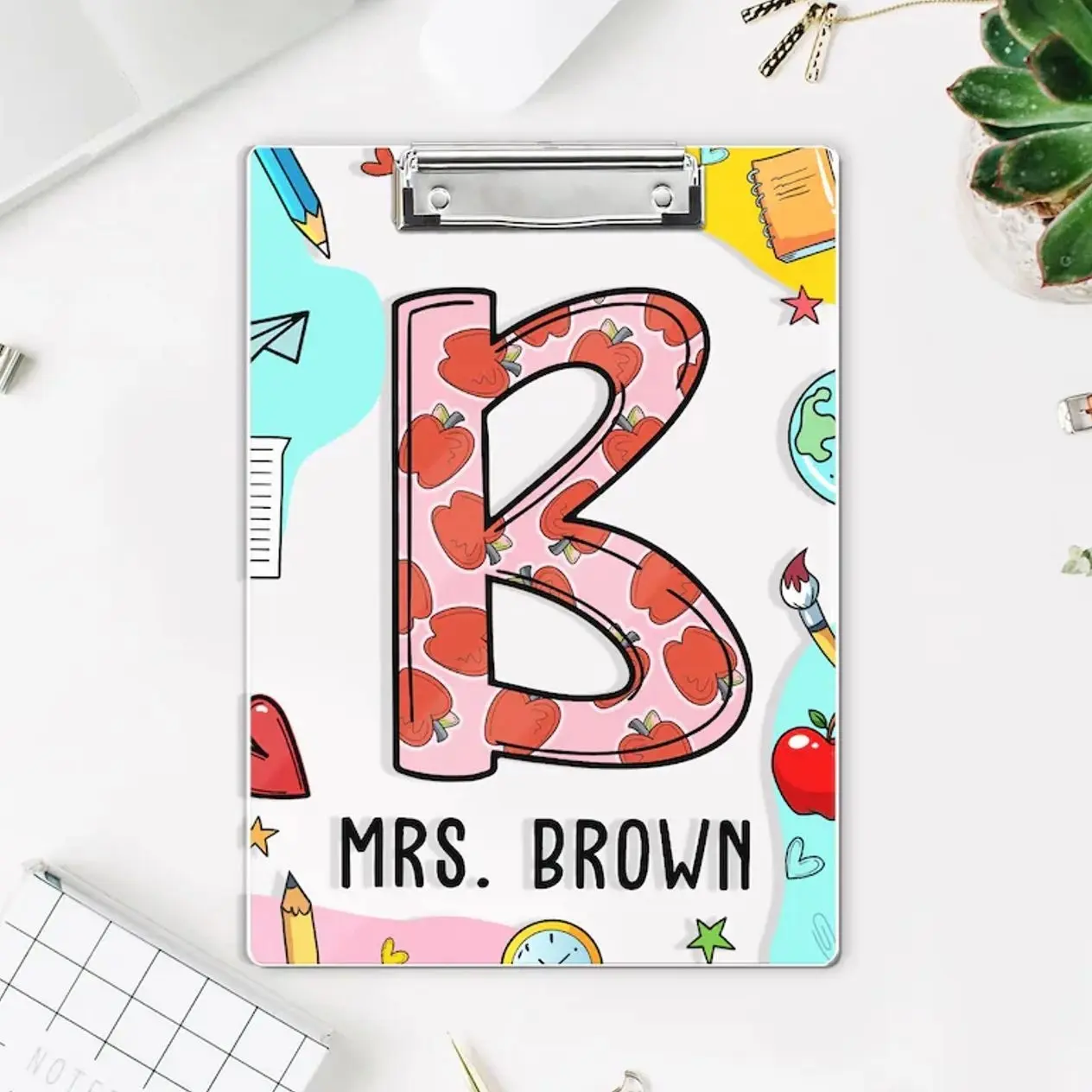 Personalized Teacher Gifts, Custom Alphabet Teacher Clipboard, Custom Back To School Clipboard With Teacher Name, Teacher Appreciation Gifts