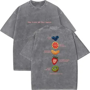 The Fruit Of The Spirit Unisex Washed T-Shirt, Christian Tshirts, Vintage 90s Graphic Tee, Gift Top Womenswear Cotton Mineral Color