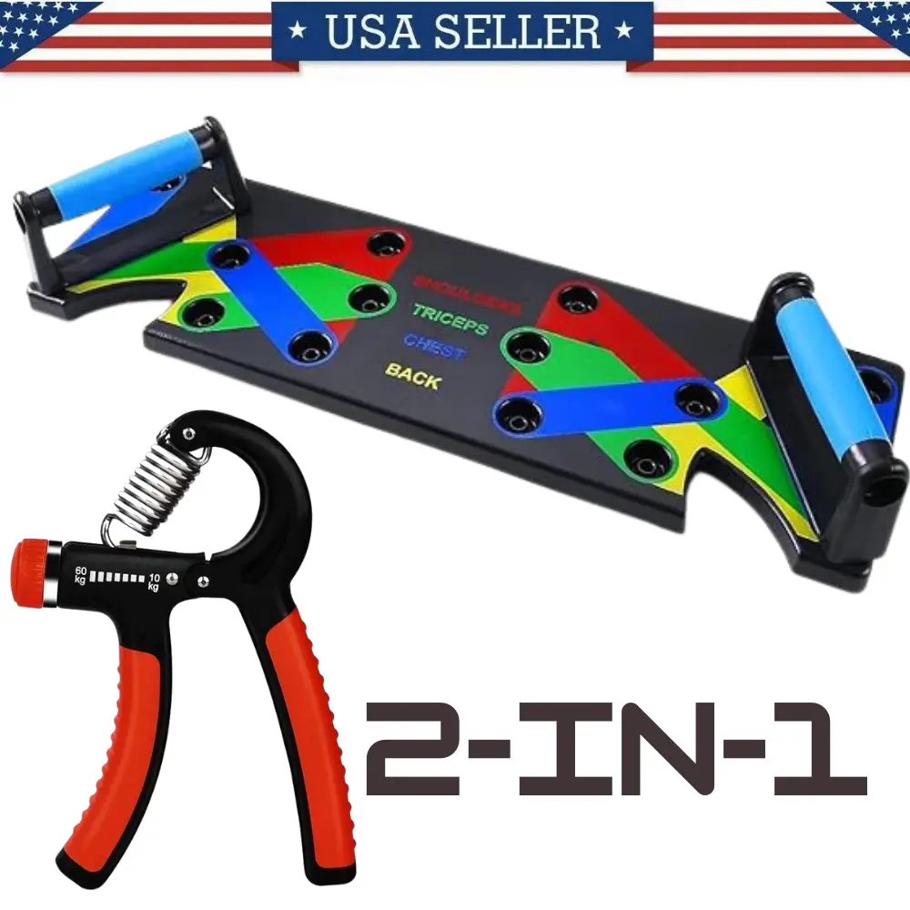 [2-in-1] 9-in-1 Pushup Board + Hand Grip Strength Power Trainer