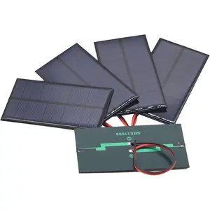 Solar Panels with Wire, 5 count 5V 200mA Photovoltaic Solar Cells Kit 110mmx60mm / 4.33''x 2.36''