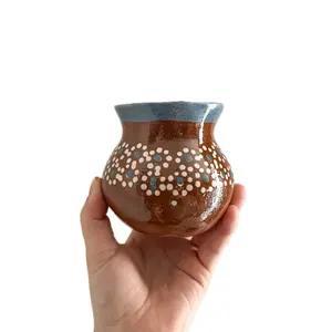 Capila Traditional Engobe Jarrito Coffee Mugs - Reusable Clay Design, Ideal for Coffee Drinking - Reuse, Drinkware, Washable Traditional Ceramic, Handmade & Decorated, Lead Free, Keeps Hot/Warm, 12oz Capacity - Tumbler