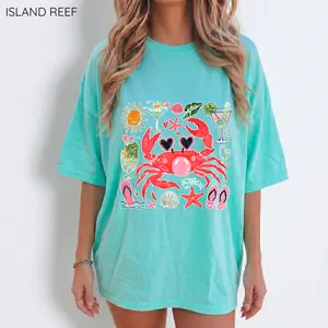 Comfort Colors Crab Blowing Bubble Shirt, Funny Crab Graphic Tee, Nautical Summer T-Shirt, Sea Animal Shirt, Beach Vacation Tee, Fishing Shirt