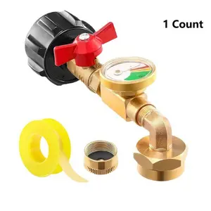 Mini gadget - Upgraded Propane Refill Adapter with Valve and Gauge, for Filling 1lb Bottles from a 20lb Tank, Fits QCC1/Type1 Propane Tanks and 1lb Disposable Cylinders, Solid Brass, Includes 1x Sealing Tape