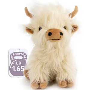Microwavable Highland Cow Stuffed Animal - Weighted Plush Heating Pad, Cozy Gift for Girls Women Kids Elderly People, 9.8in, 1.65lb