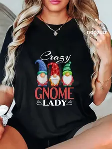 100% Cotton Unisex Gnome Shirt Funny Garden Gnome Lover Crazy Gnome Lady T-Shirt
