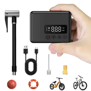 Pocket Air Pump Mini Bike Pump Electric 130PSI With Presta & Schrader Valves Auto Stop Fast Inflation Type-C Rechargeable Battery For All Bicycles Balls Cycling Essentials - Wireless Tire Inflator Air Pump Tech Air Pump Tech
