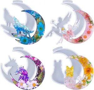 Resin Molds, Crescents Moon Molds, Epoxy Molds, Silicone Molds for Epoxy Resin, Wolf with Moon, Cat with Moon, Unicorn with Moon - LET'S RESIN Resin Molds, Crescents Moon Molds, Epoxy Molds, Silicone Molds for Epoxy Resin, Wolf with Moon, Cat with Moon, Unicorn with Moon - LET'S RESIN