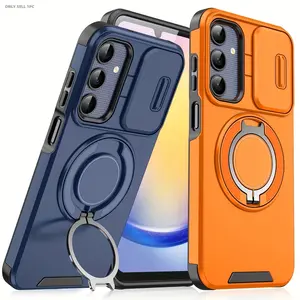 Phone Case Compatible with Compatible with Galaxy A57 A56 A55 A54 A36 A35 A17 A16 A15 A14 A13 A26 A25 A23 A07 A06 A05S A05, Slide Lens Protect Shockproof Armor Protection Ring Holder Cover, Practical Christmas Gift Must-Have, Perfect Holiday Gift