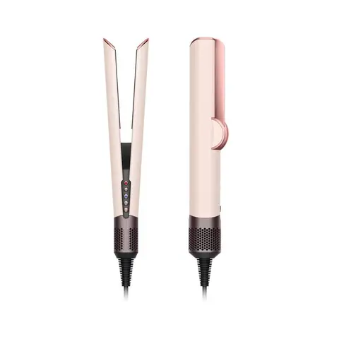 Bladeless Ionic Ceramic Hot Air Brush - 2-in-1 Heat Styling Hair Dryer & Straightener with Alloy Construction, Cherry Blossom Powder Finish, Rotating Design for Home Use, Silky Straight Frizz-Free Haircare, Silky Straight Hair, Heat Styling Hair Dryers