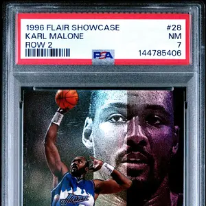 1996 Flair Showcase Karl Malone #28 Row 2 PSA 7 NM