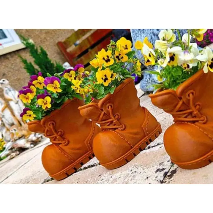 3D Printed Boot Planter — Outdoor Garden Flower Pot