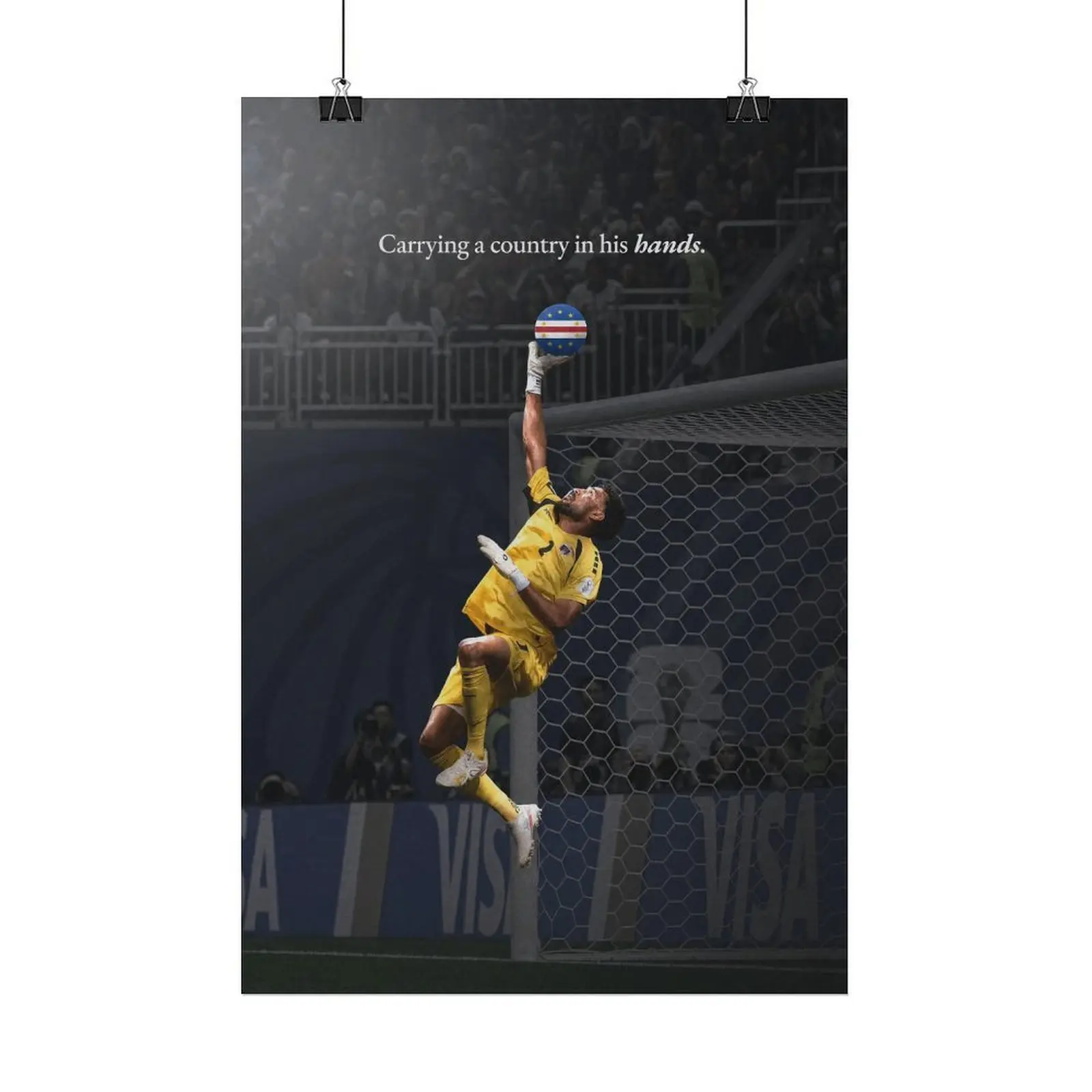 Vozinha   Art, Against All Odds Goalkeeper  Print, Heroic Soccer  for Bedroom, Office and Man Cave，Vozinha   Art, Small Country Big Dreams Soccer  Print, Inspirational Football  for Sports Fans and Collectors