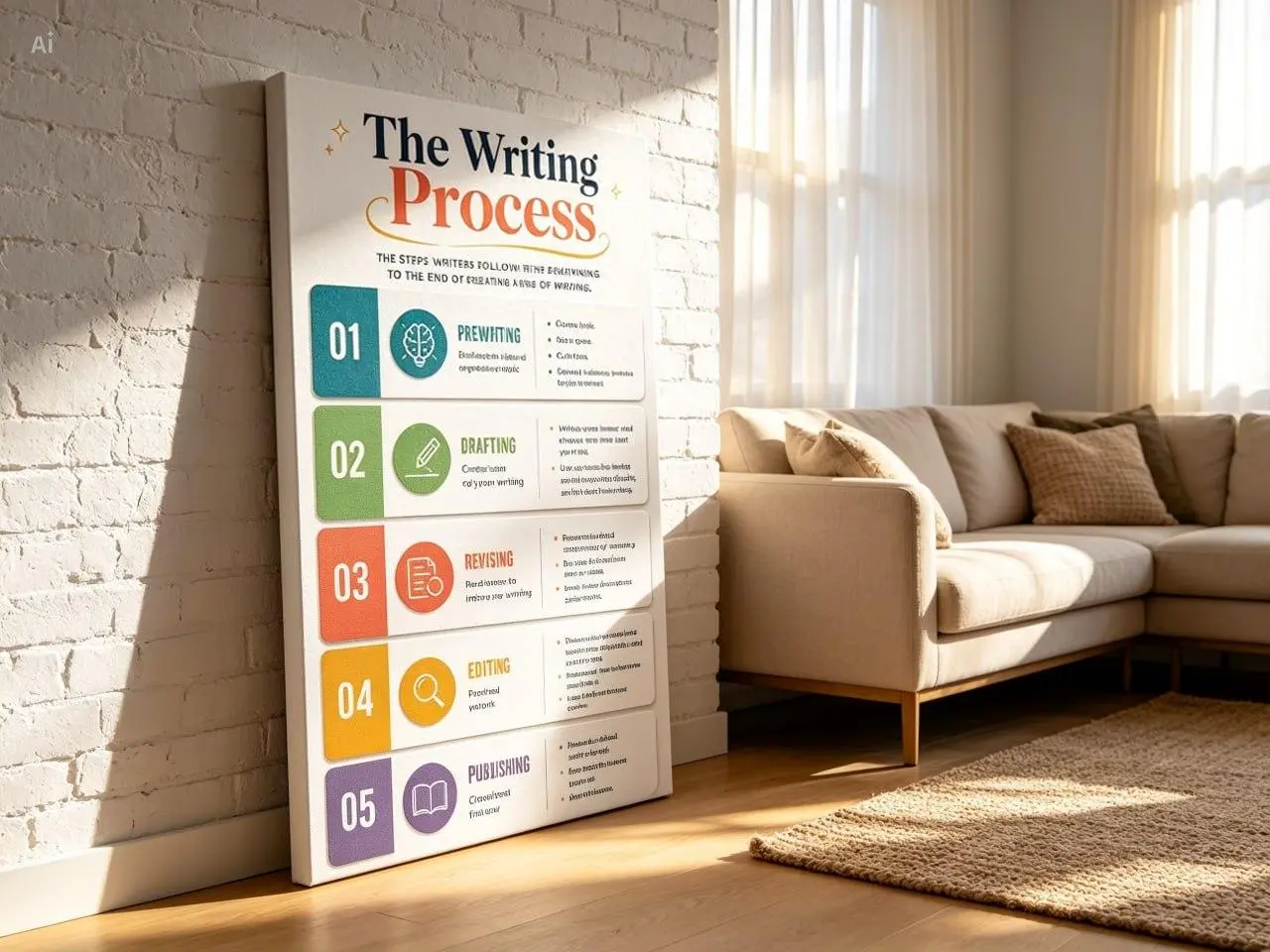 Highuppo The Writing Process Poster Writing Process Chart Classroom Anchor Chart Educational Wall Art English Language Arts Teacher Classroom Decor Homeschool Learning Poster Student Study Guide School Office Wall Decor Unframed Print
