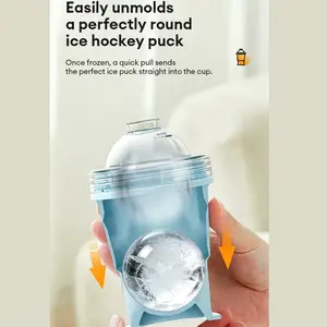 PAXA Multi-functional foldable ice ball cup, easy to demold large ice ball mold food-grade silicone cup, with a straw. When unfolded, it can be transformed into a reusable drinking cup. Suitable for use in offices, cafes, and camping.