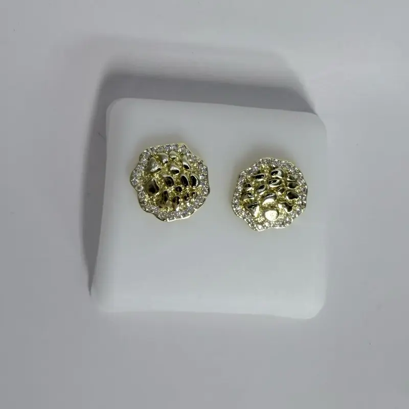 Gold Plated Round Nuggets Earrings - Elegant and Durable Design