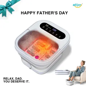 Alljoy Collapsible Foot Spa Bath Massager with Heat, Bubbles & Shiastu Massage, Built-in Pumice Stone & Adjustable Timer, Pedicure Foot Soaker for Home Relaxation & Stress Relief, Ideal Gift for Men & Women