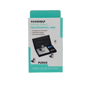 PowerUp Professional Mini Digital Scale PU500 500gm Capacity with 2pcs 1.5V AAA Batteries for Precision Weighing