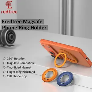 Magnetic Phone Ring Holder for MagSafe, 360° Rotation Cell Phone Grip Stand Finger Ring Kickstand Magnet Compatible with iPhone 17 Pro Max 16 15 14 13 12 MagSafe Accessories Folding Metal Smartphone Cellphone Mount