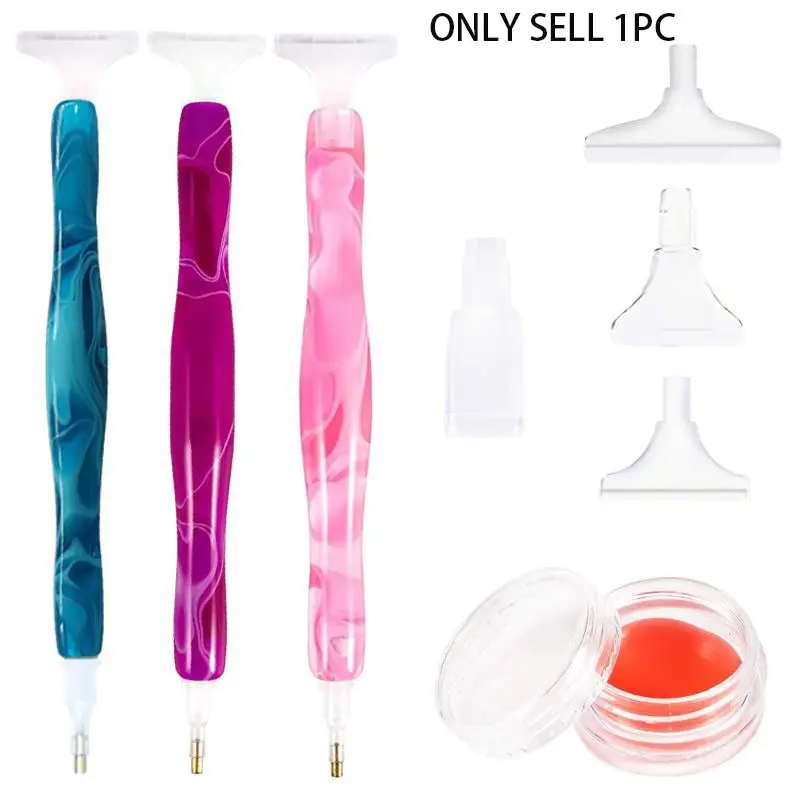 Diamond Painting Pen, Handmade Resin Diamond Painting Art Pens with Glue Clay and Various Tips, More Comfortable and Faster, 5D Crafts Diamond Painting Tools for Diamond Paintings Hobby (Pink)
