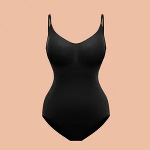 Hot-Selling Seamless Strap Body Shaping Bodysuit Waist Slimming Tummy Control Hip Lift Crotchless Shapewear Base Layer Womenswear Compression Black Minimalist Basic
