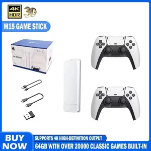 NEW M15 Retro Game Console 64GB 20000+ 4K High-definition Outputarcade Handheld Video Stick 20+Emulator GBA PS1