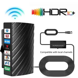 Easy Install HDTV Antenna Indoor, 300+ Mile Long Range with AdvaInce Smart IC Chip & 360° Reception, Multiple Placement Options (Near TV / Window / Wall), Supports More Free Local Channels