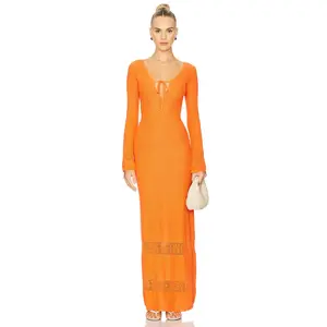 ASTA RESORT Rita Crochet Dress in Tangerine
