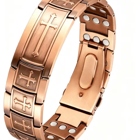 Jecanori Men's Exquisite Pure Copper Magnetic Link Bracelet - 3800 Gauss Magnets, Fashion Costume Jewelry, Casual or Formal Wear, Special Occasion Accessory, Unique Gift for Boyfriend