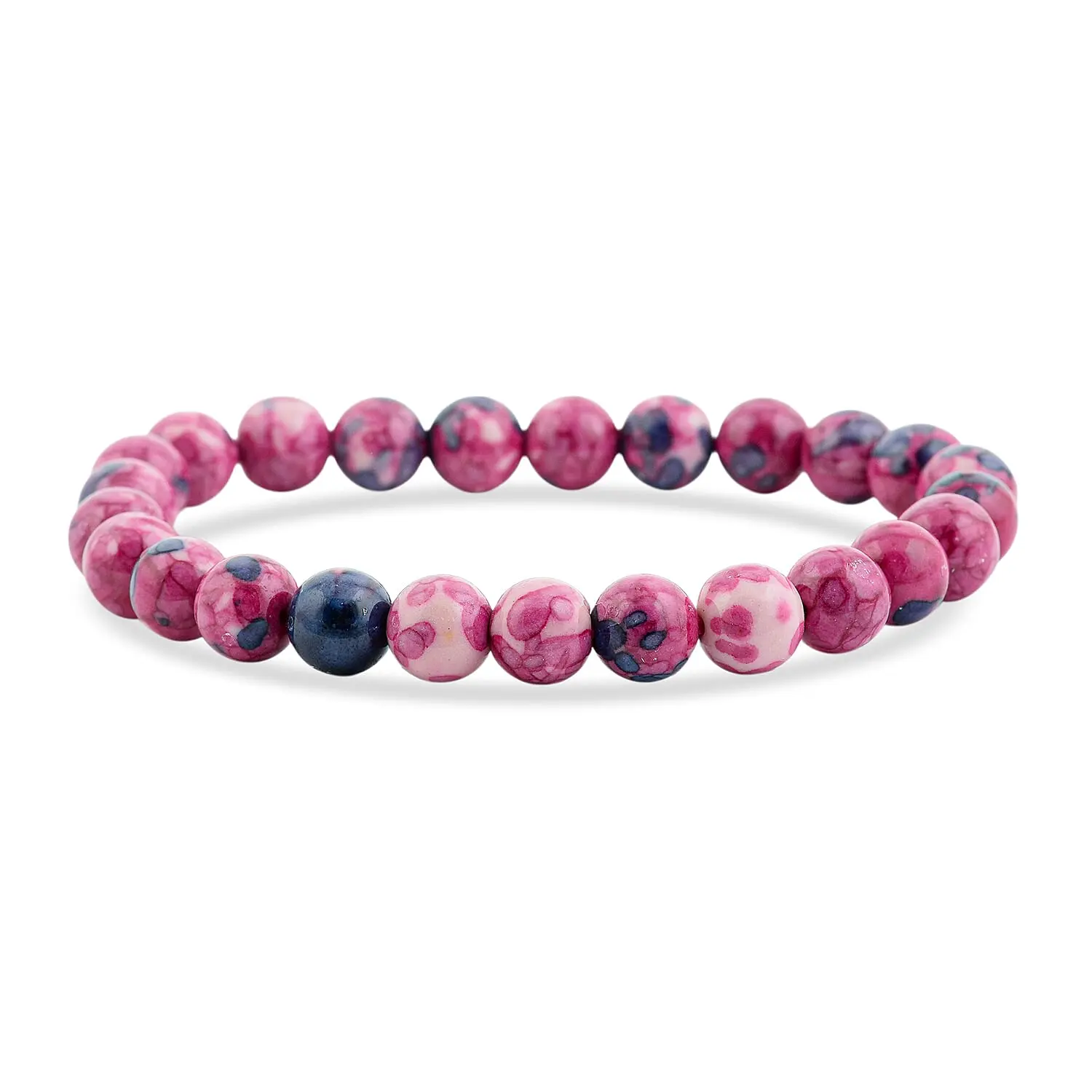 Red Blue Dragon Agate Beaded Stretch Bracelet 80.00 ctw