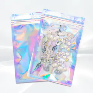 100Pcs Holographic Resealable Foil Mylar Sample Packaging Bags 3.1x4.7 inch for Small Business Party Favor Food Storage