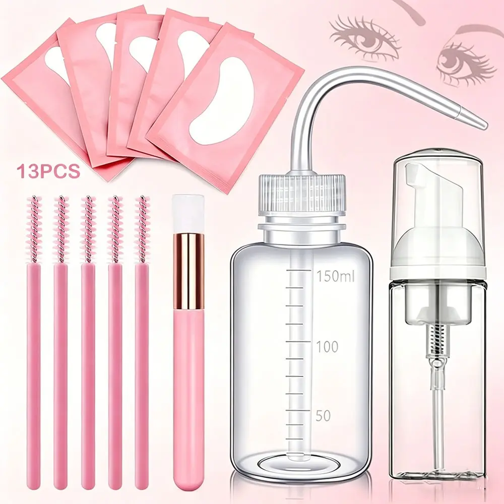 Lash Extension Cleaning and Post-Care Kit, Eyelash Cleansing Foam, Bottle, Brush, Eye Patches, Lash Aftercare Kit, for Lash Technicians and Beauty Enthusiasts