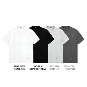 Men’s plus-size and extra-large loose-fit streetwear T-shirt, suitable for those around 185 cm tall and 90 kg or above. Features stylish studded detailing, a relaxed silhouette, and a breathable cotton-blend fabric.