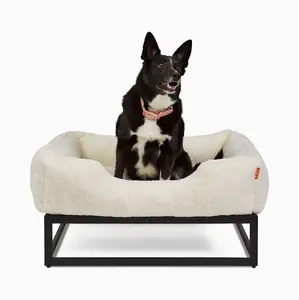 FÜZI Elevated Dog Bed – Luxury Bolster Top & Chew-Proof Metal Platform