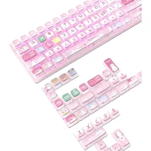 120 Key PBT Pudding Keycap Set ASA Profile with Transluscent PC Layer Dye-Sub Cute  Theme for 61/84/87/98/100/104Key TKL Cherry MX Gateron Kailh  Type  ANSI Mechanical Keyboard DIY()