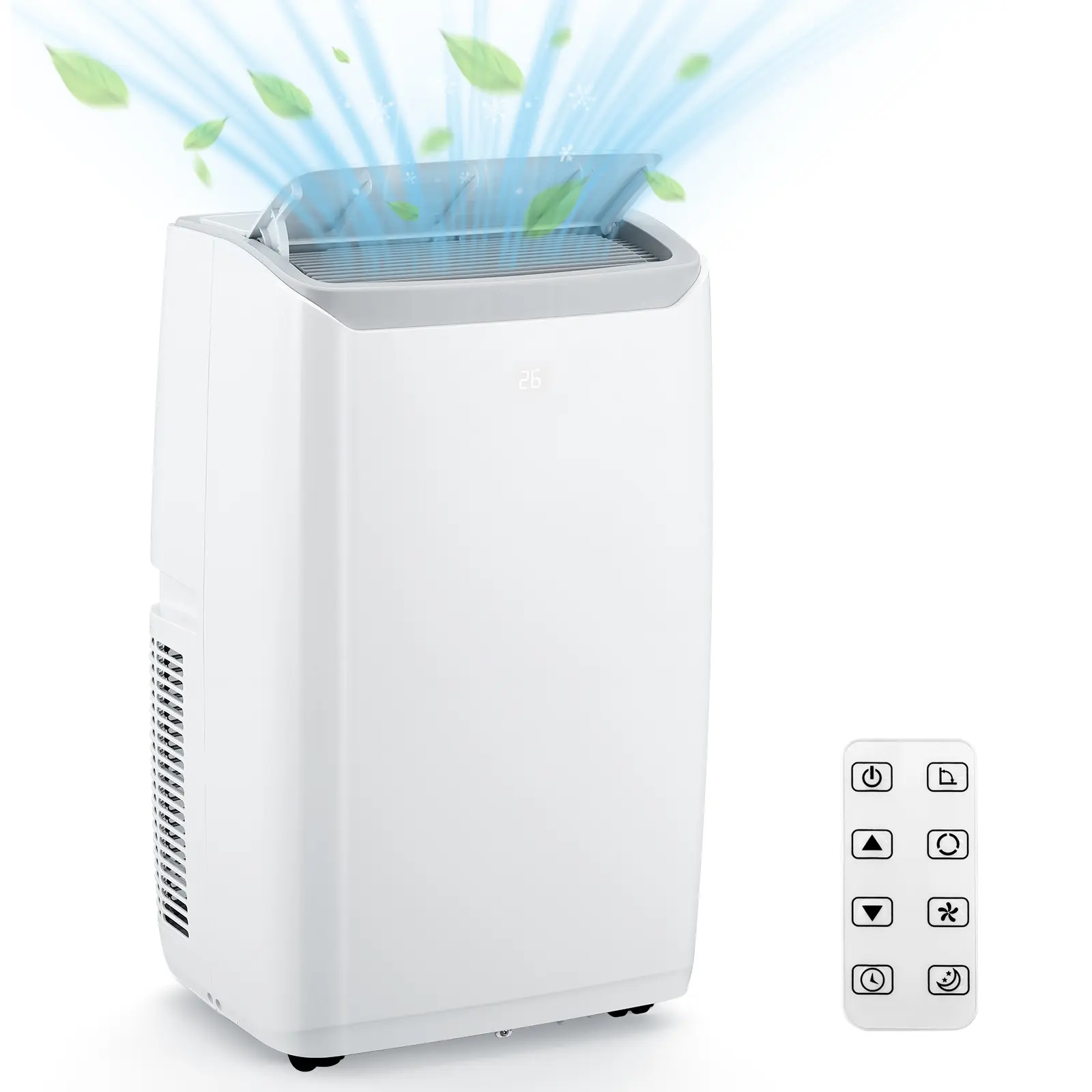 Portable Floor AC Unit - 12,000 BTU 3-In-1 Cool/Dehumidify/Fan, Quiet Mode, 24H Timer, Remote Control, Caster Wheels Set, Cools Up To 550 Sq.Ft. For Home Indoor Use, White