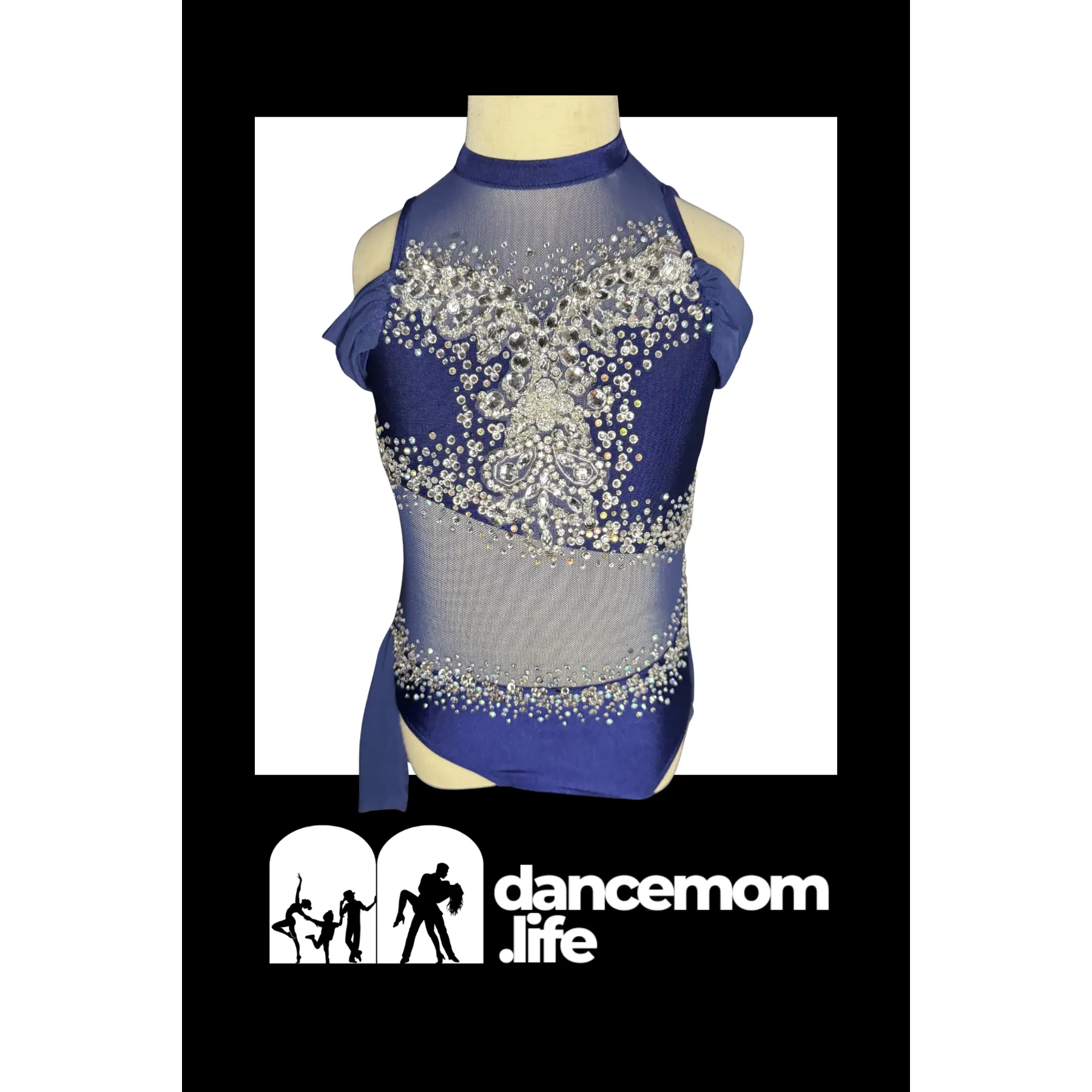 Blue Diamanté Dance Costume Leotard | Rhinestone Crystal Bodice | Girls Size 6 | Jazz Lyrical Performance
