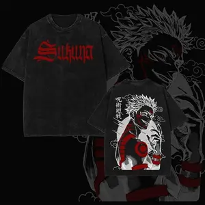 PODTIFY "Sukuna" Tee Washed – Jujutsu Kaisen Execution The Movie Culling Game Arc Vintage Oversized Heavy Cotton Double Printed Anime Manga T-Shirt - Hoodie - Sweater, Streetwear Graphic Top, Ryomen Sukuna’s Vessel Curse King Edition