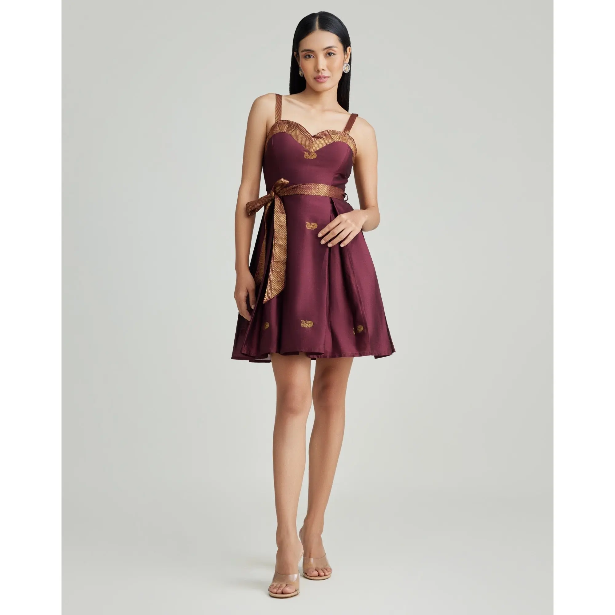 Gianna Dress – Upcycled Silk Dress with Sweetheart Neckline, Detachable Belted Bow, Perfect for Birthdays & Night Out