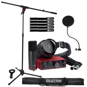 Focusrite Scarlett Solo Studio 4th Gen 2-in 2-out USB Audio Interface with Boom Stand & Pop Filter Package