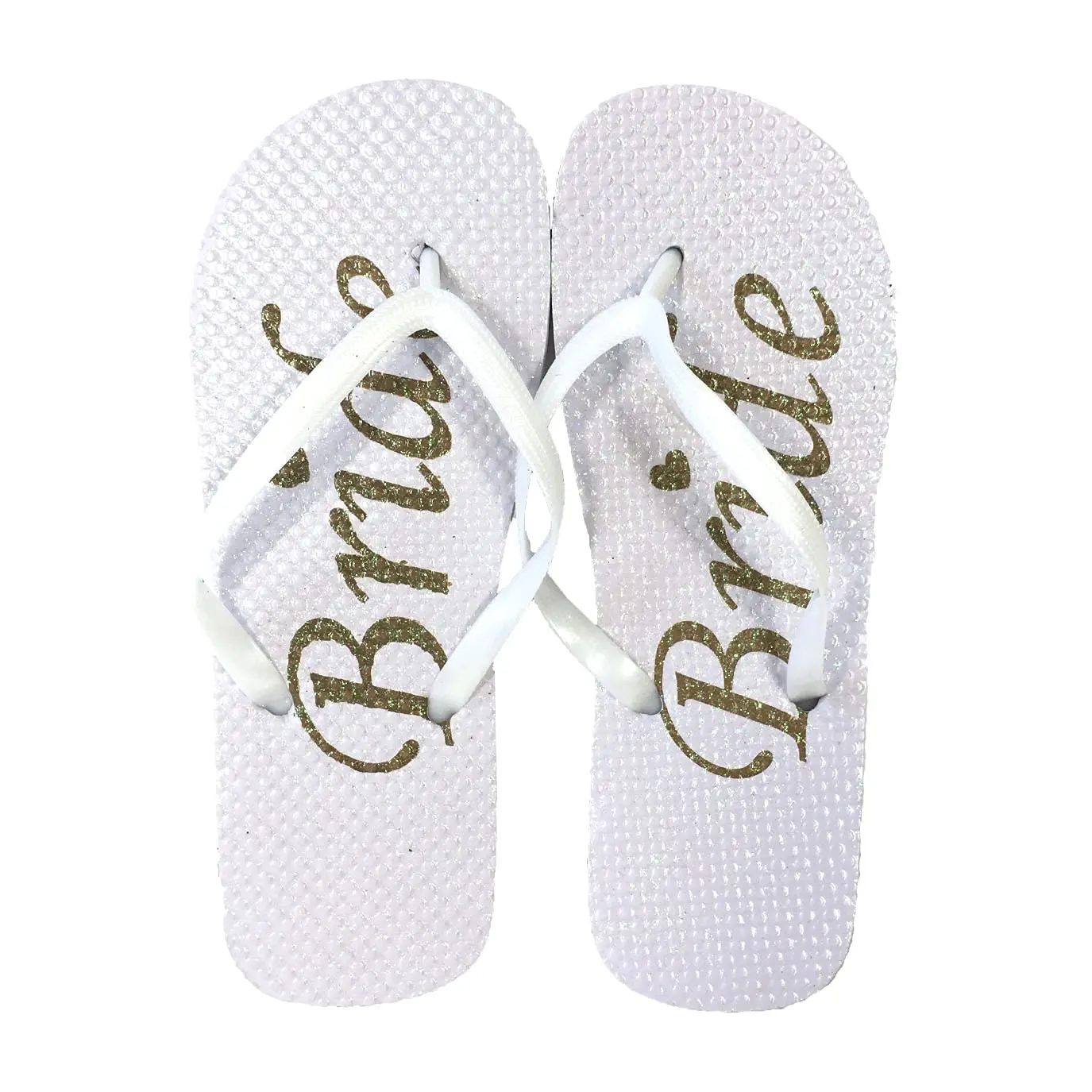 Fashion Culture Women's Bride Script Gliittering Flip Flop Sandals, White (small) Girl Walking Shoes Flipflop Footwear Summer Comfort Dance